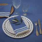 Mahdia - Nappe + 4 Serviettes - Bleu Grec