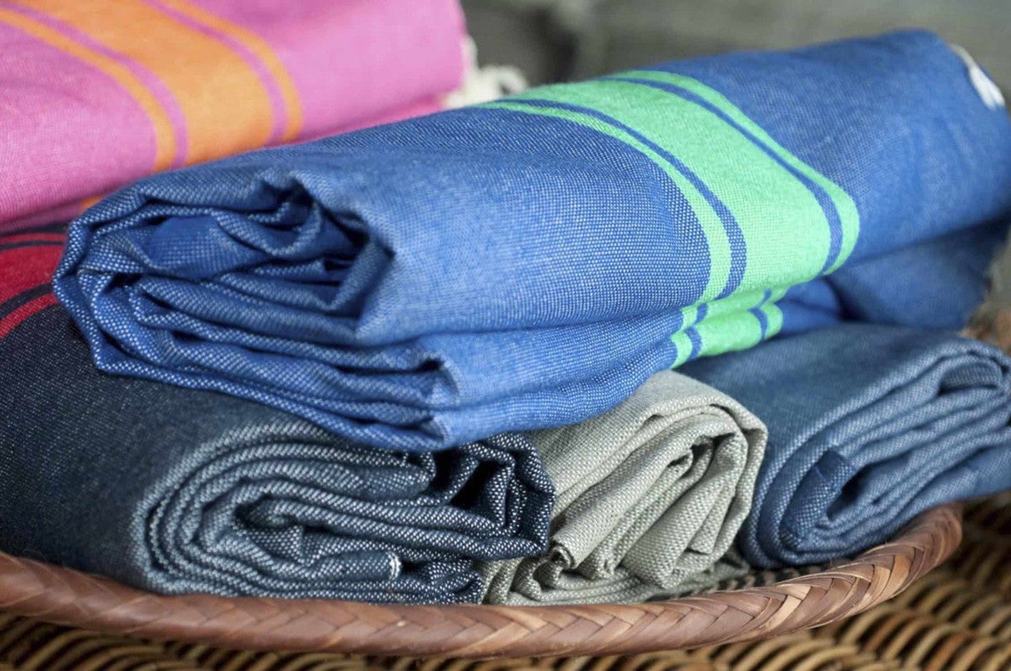 St Tropez - Fouta Bicolore - Bleu Grec/Vert Pomme