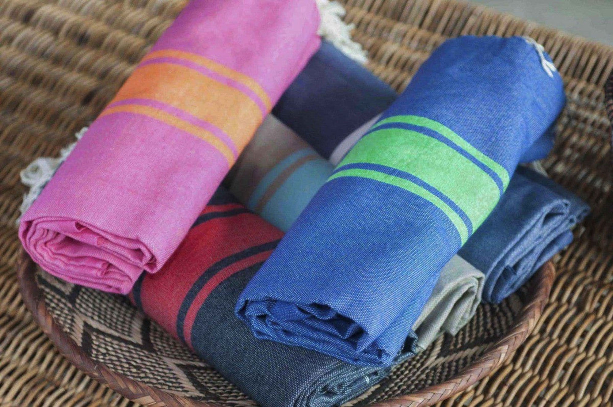 St Tropez - Fouta Bicolore - Bleu Grec/Vert Pomme