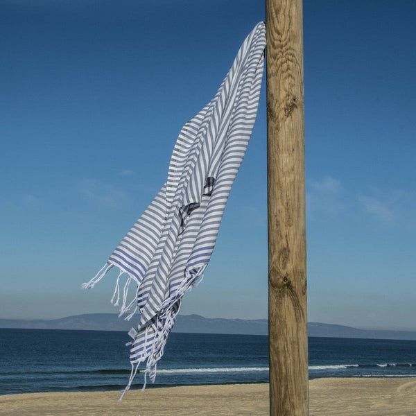 Bora Bora - Fouta Paréo - Gris Moyen/Bleu Grec