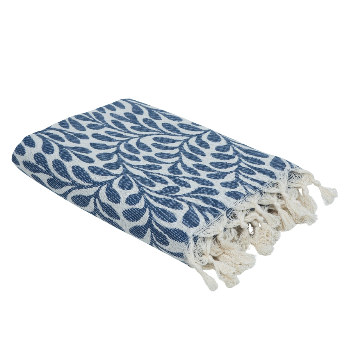 Feuille - Fouta Jacquard - Bleu Jean