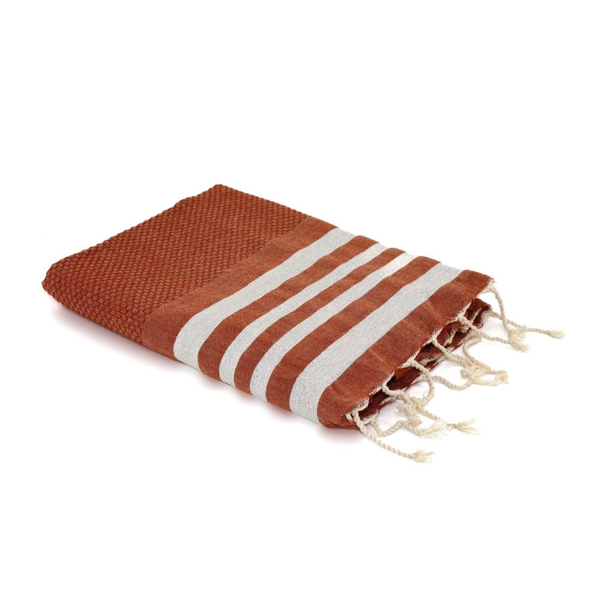 Hamptons - Fouta Nid D'Abeille - Terracotta/Argent