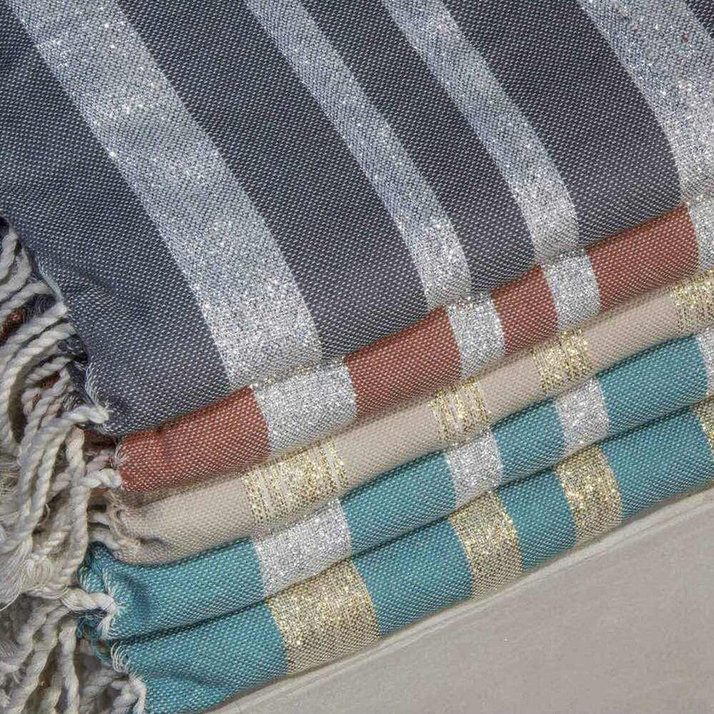 Hamptons - Fouta Nid D'Abeille - Terracotta/Argent