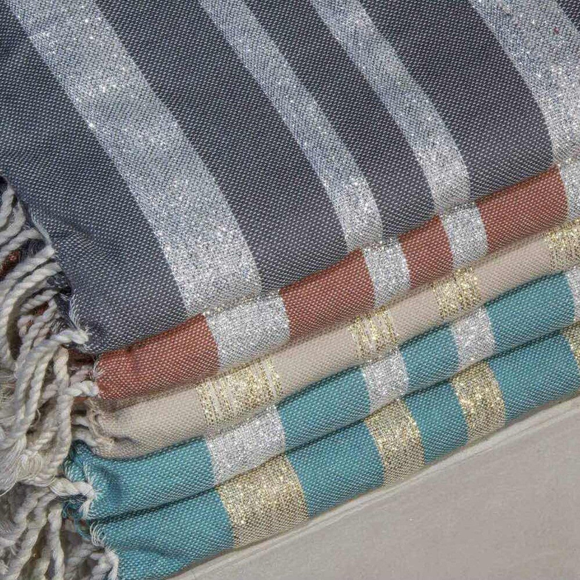 Hamptons - Fouta Nid D'Abeille - Terracotta/Argent