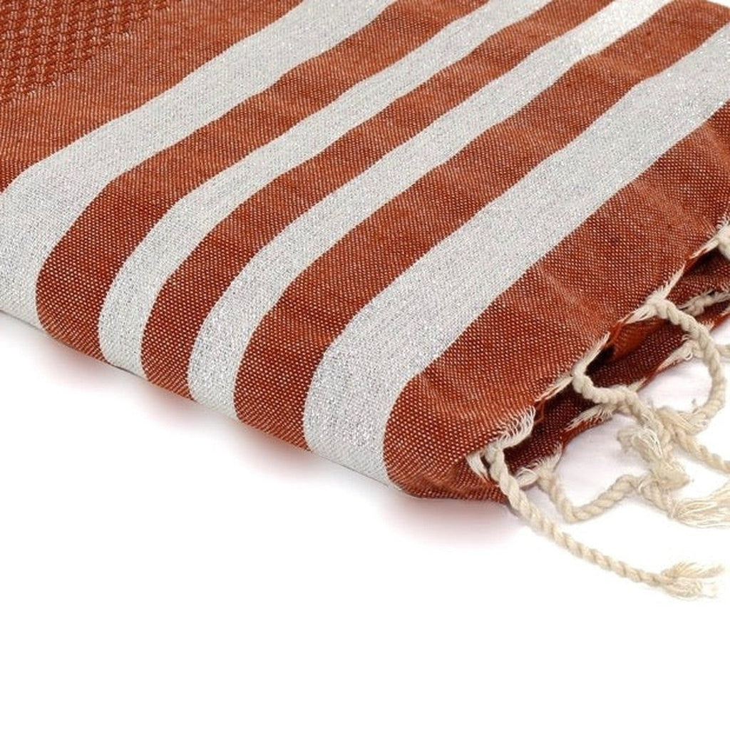 Hamptons - Fouta Nid D'Abeille - Terracotta/Argent