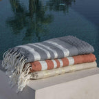 Hamptons - Fouta Nid D'Abeille - Terracotta/Argent