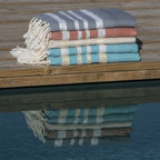 Hamptons - Fouta Nid D'Abeille - Terracotta/Argent
