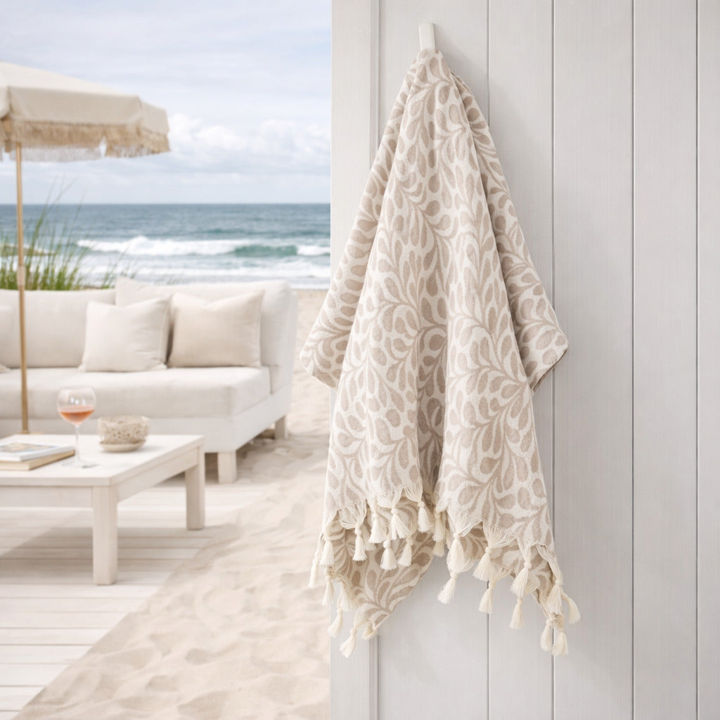 Feuille - Fouta Jacquard - Taupe Clair