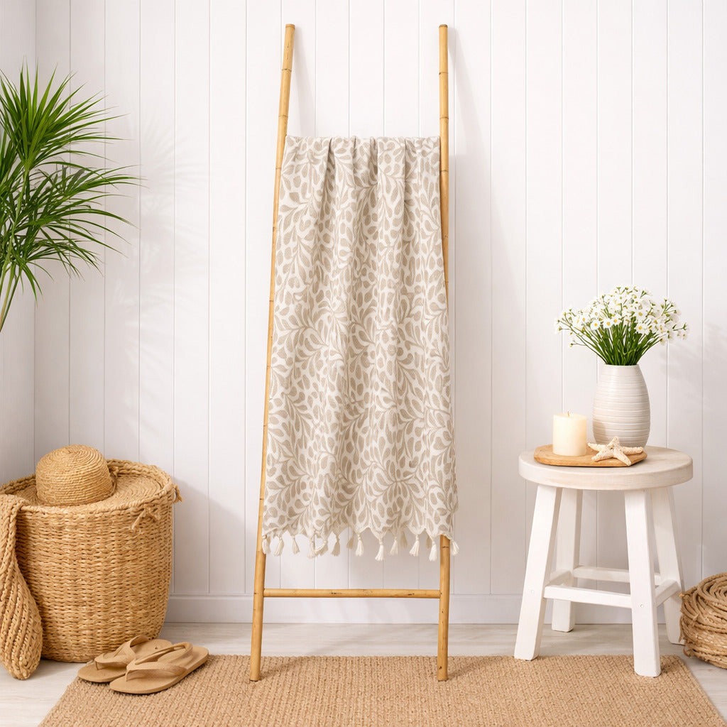 Feuille - Fouta Jacquard - Taupe Clair