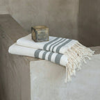 Hamptons - Foutas De Bain (1 Grande et 2 Petites) - Blanc/Vert Sauge