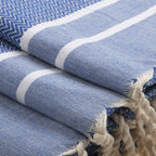 Stockholm - Foutas De Bain (1 Grande et 2 Petites) - Bleu Grec/Blanc