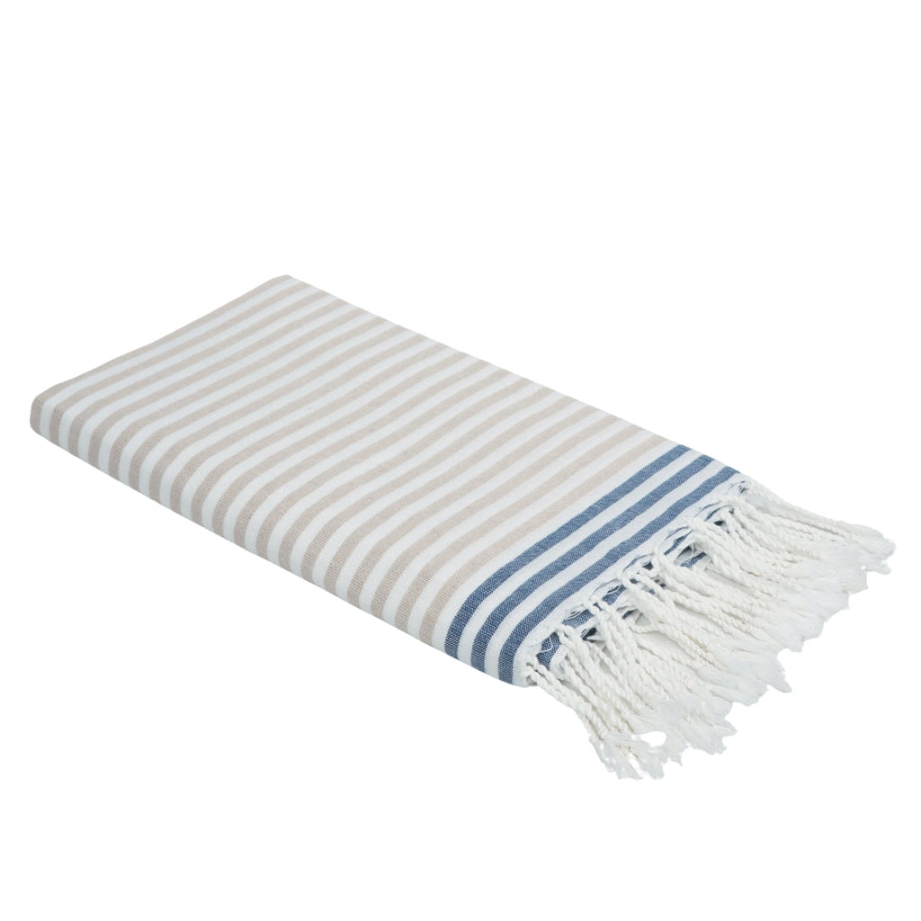 Bora Bora - Fouta Paréo - Beige/Bleu Jean