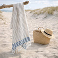Bora Bora - Fouta Paréo - Beige/Bleu Jean