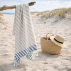 Bora Bora - Fouta Paréo - Beige/Bleu Jean