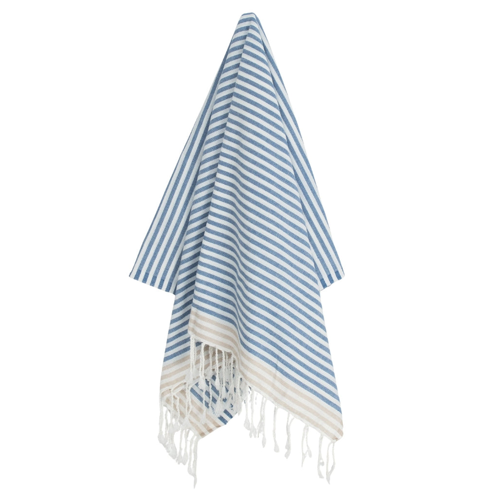 Bora Bora - Fouta Paréo - Bleu Orage/Beige