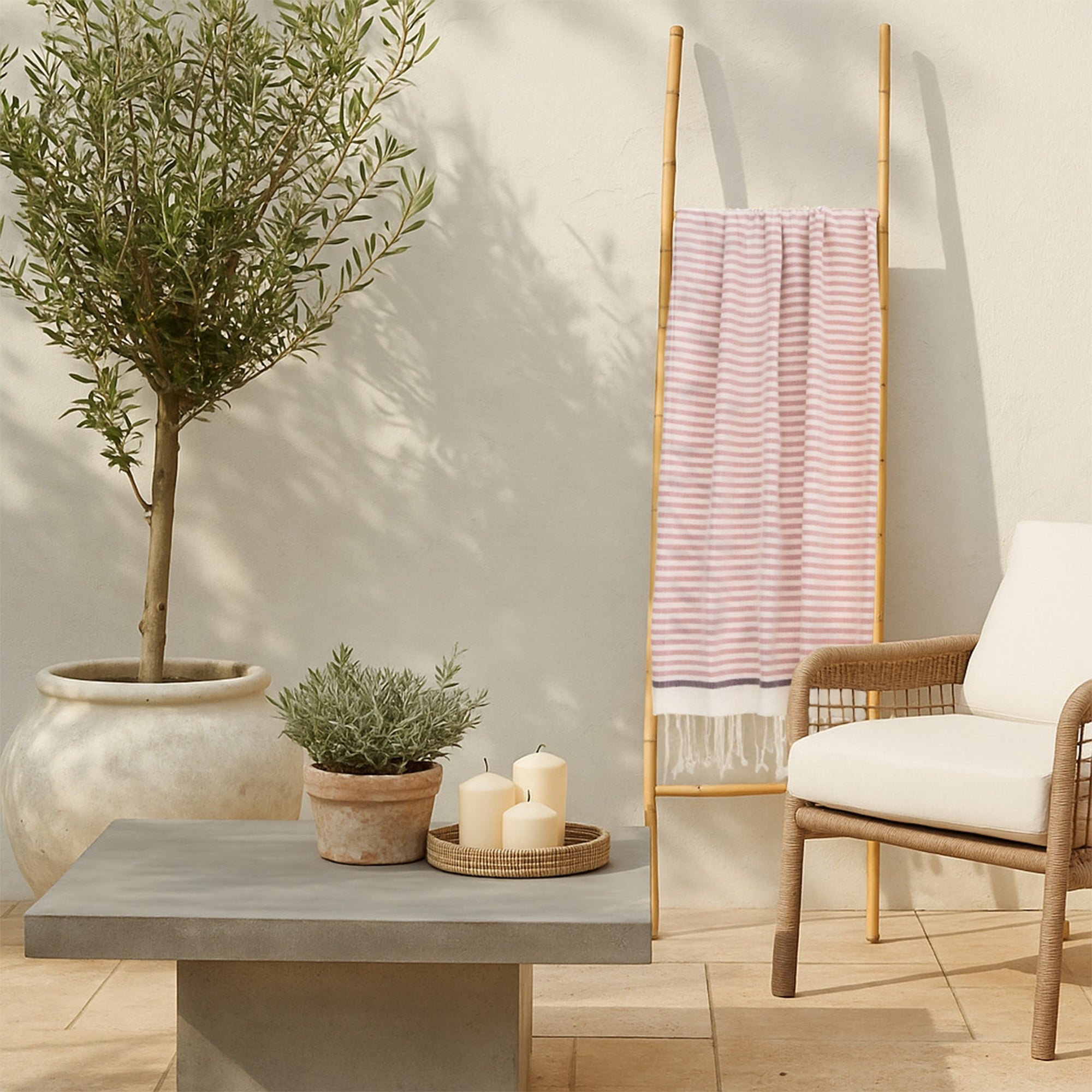 Biarritz - Fouta - Rose Poudré/Prune