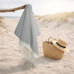 Biarritz - Fouta - Denim/Vert D'Eau