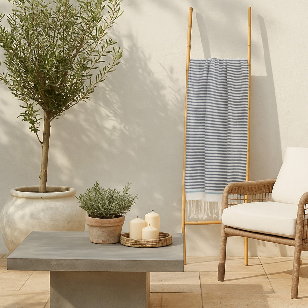 Biarritz - Fouta - Denim/Vert D'Eau