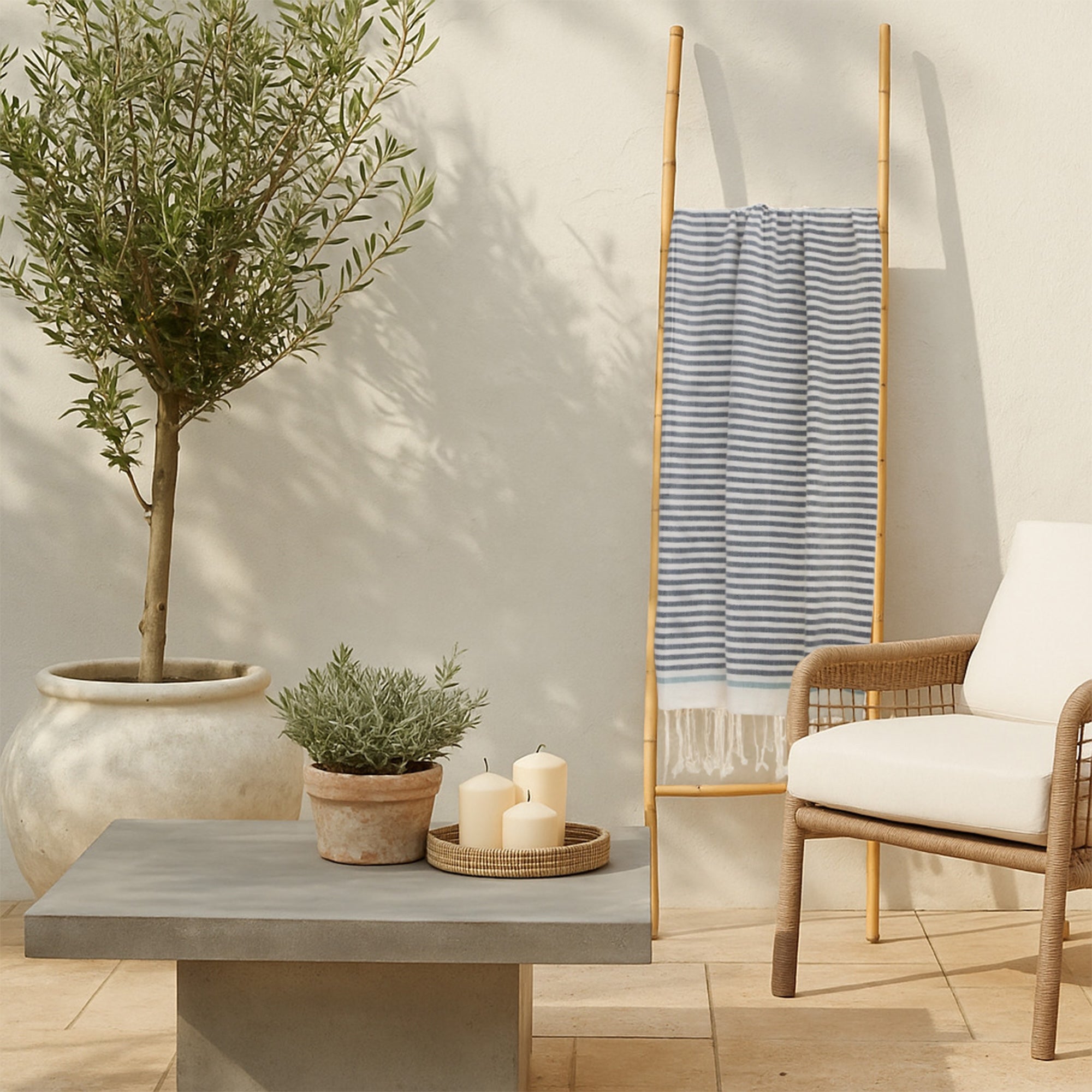 Biarritz - Fouta - Denim/Vert D'Eau