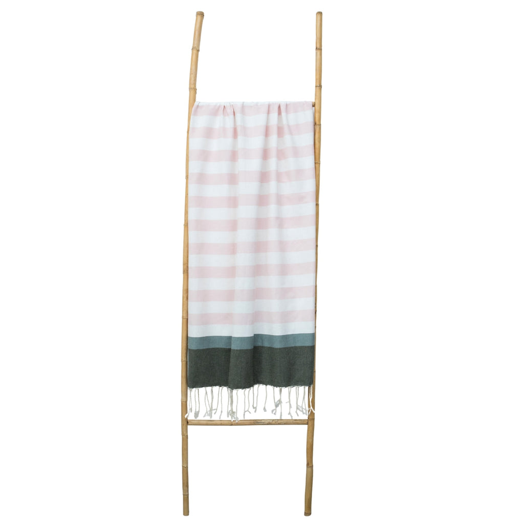Arcachon - Fouta Tricolore - Rose Pâle/Sauge/Kaki