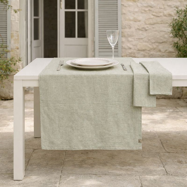 Colette - Chemin De Table + 4 Serviettes - Vert Olive