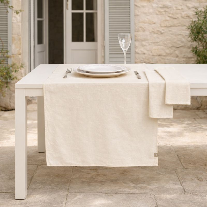 Colette - Chemin De Table + 4 Serviettes - Taupe Clair