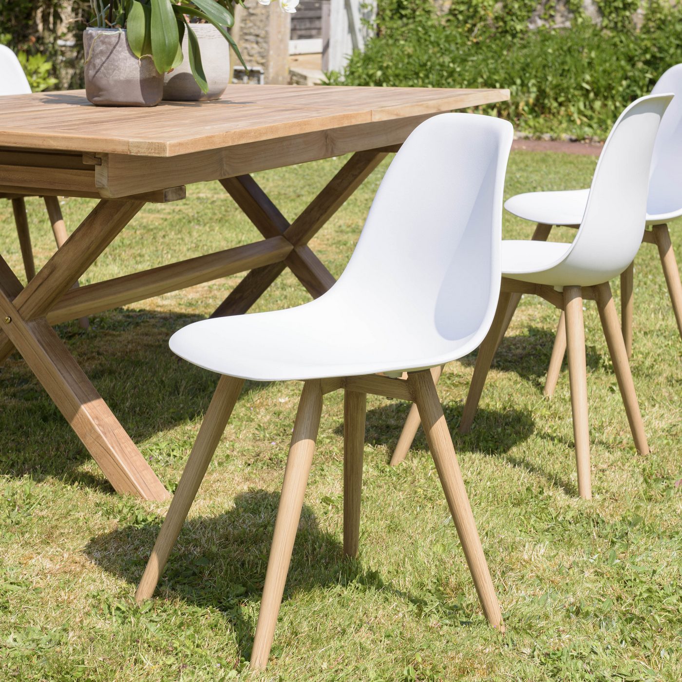 Malo - Lot De 2 Chaises Jardin - Bois Clair/Blanc