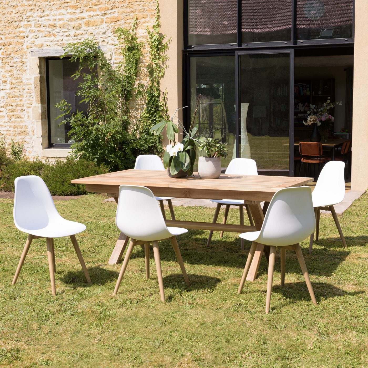 Malo - Lot De 2 Chaises Jardin - Bois Clair/Blanc
