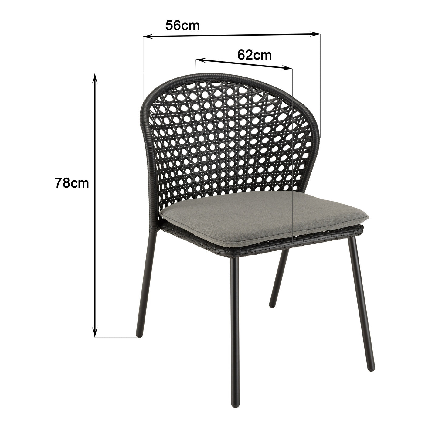 Malo - Lot De 2 Chaises Jardin - Noir/Gris