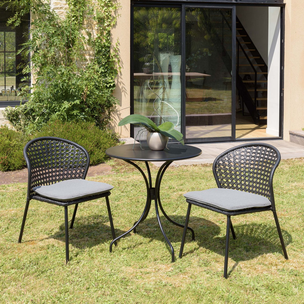 Malo - Lot De 2 Chaises Jardin - Noir/Gris