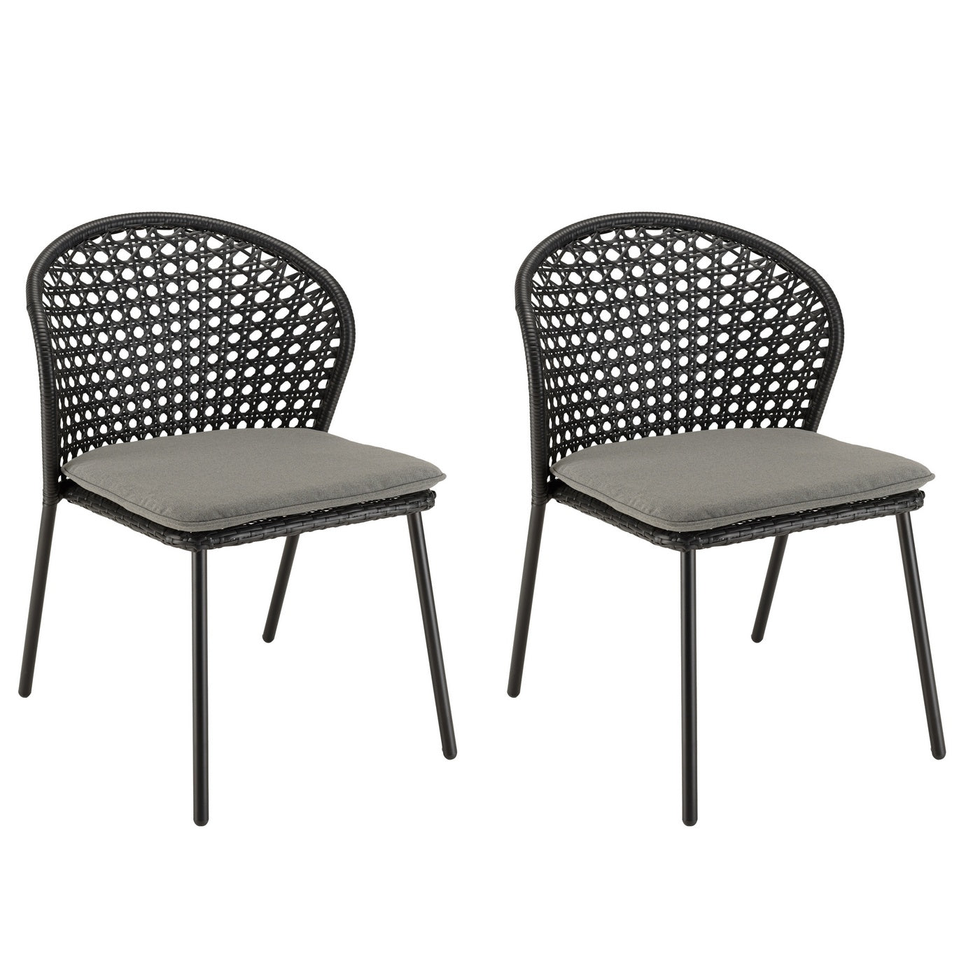 Malo - Lot De 2 Chaises Jardin - Noir/Gris