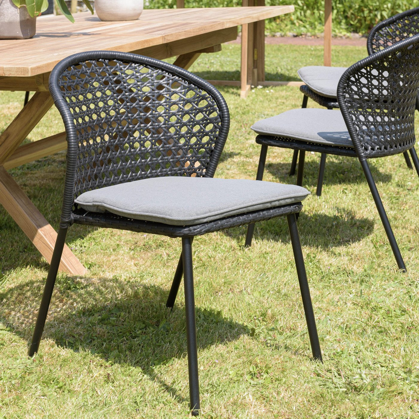 Malo - Lot De 2 Chaises Jardin - Noir/Gris