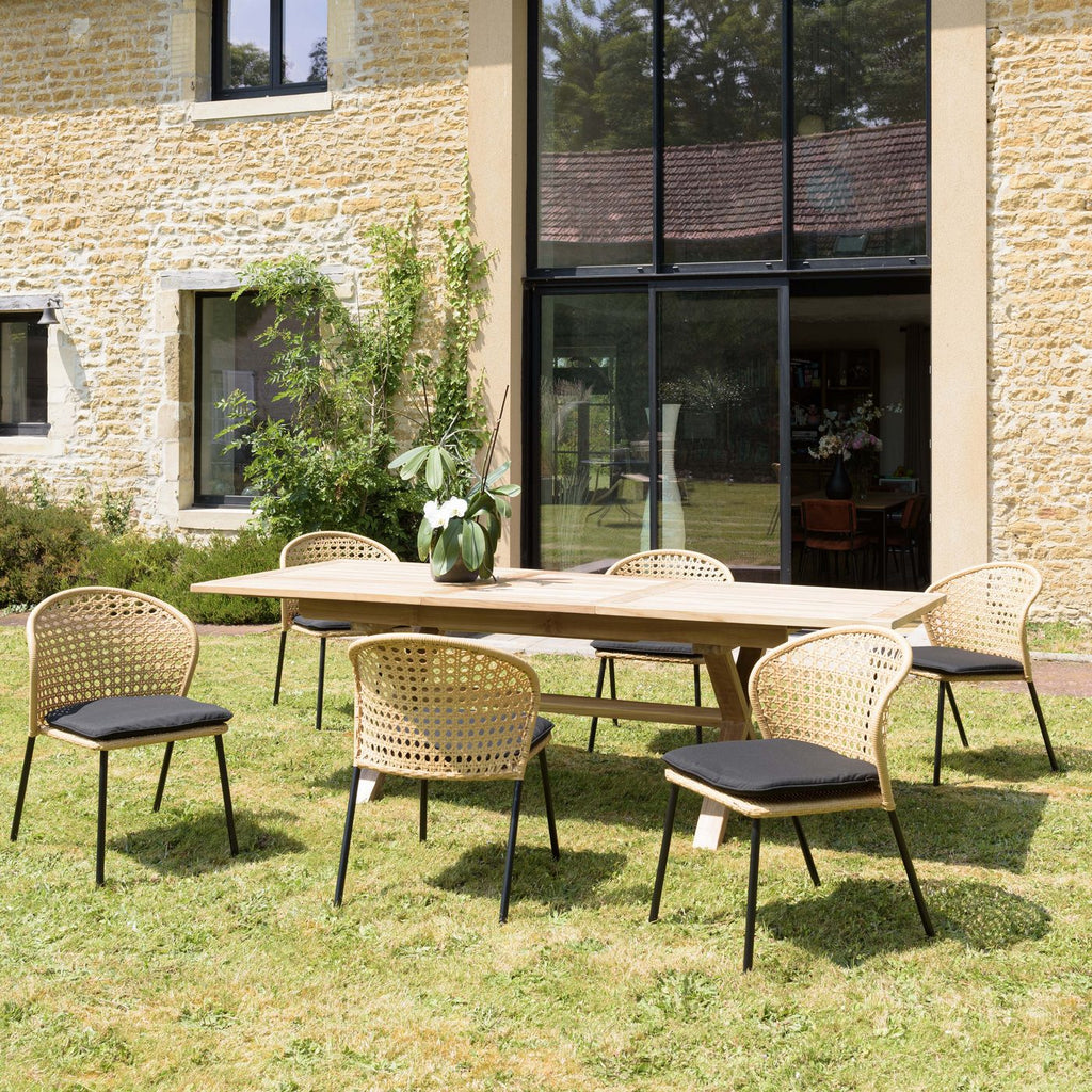 Malo - Lot De 2 Chaises Jardin - Bois Clair/Noir