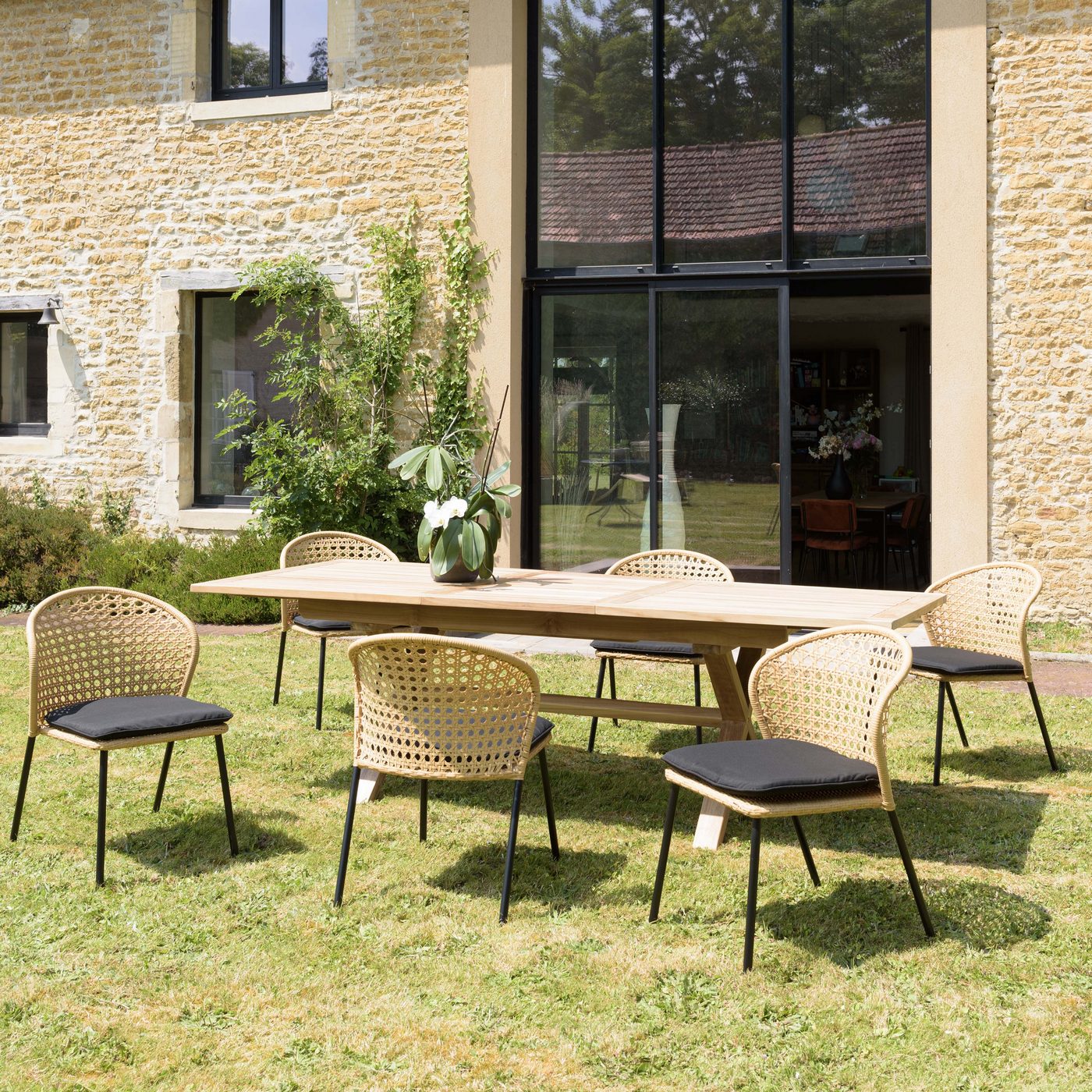 Malo - Lot De 2 Chaises Jardin - Bois Clair/Noir