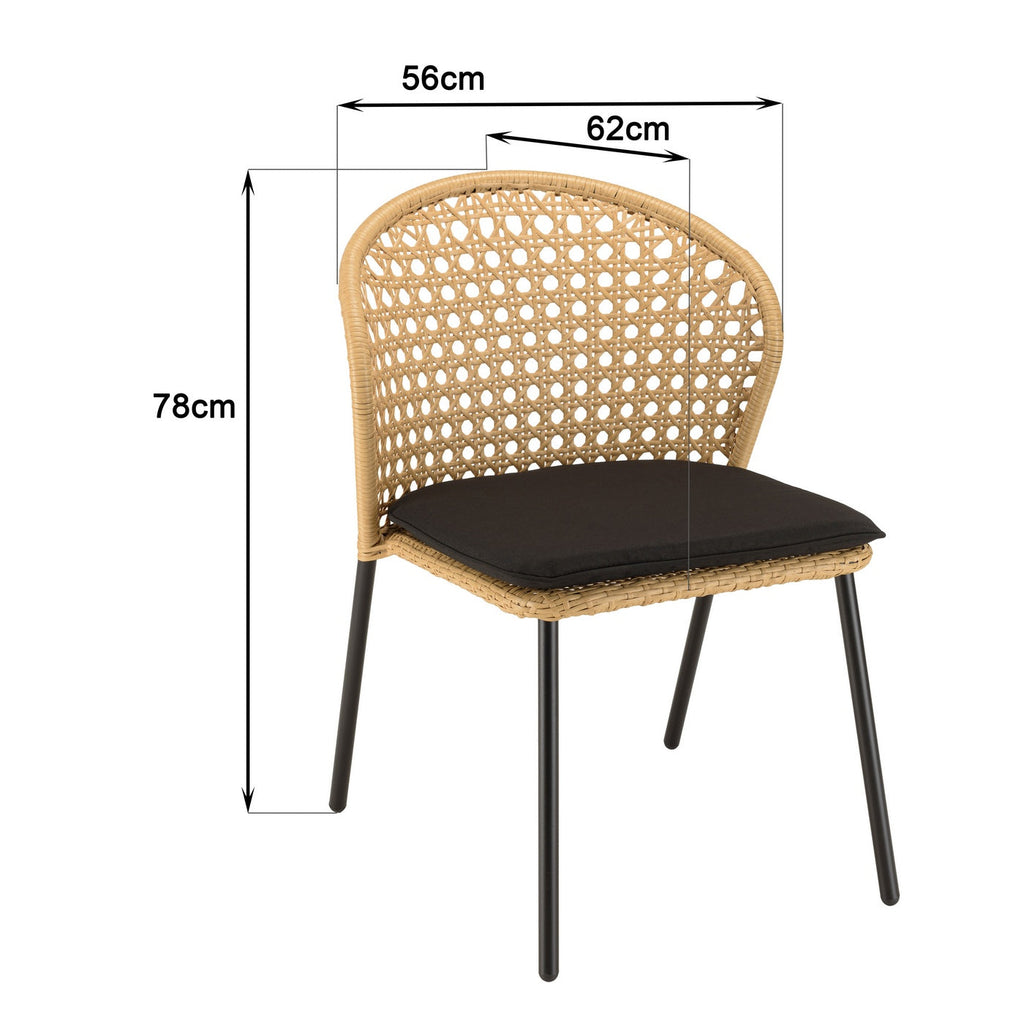 Malo - Lot De 2 Chaises Jardin - Bois Clair/Noir