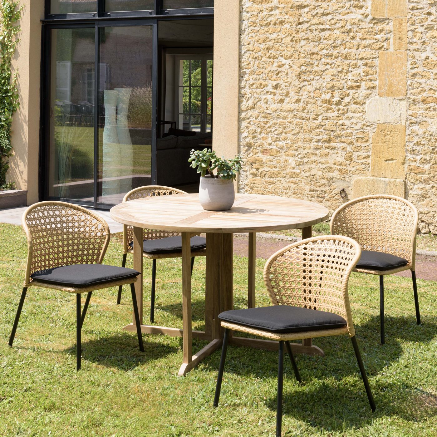 Malo - Lot De 2 Chaises Jardin - Bois Clair/Noir
