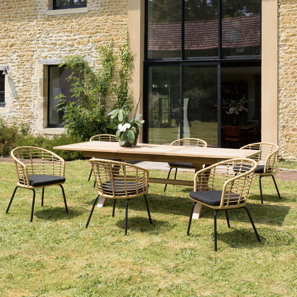 Malo - Lot De 2 Fauteuils Jardin - Bois Clair/Noir