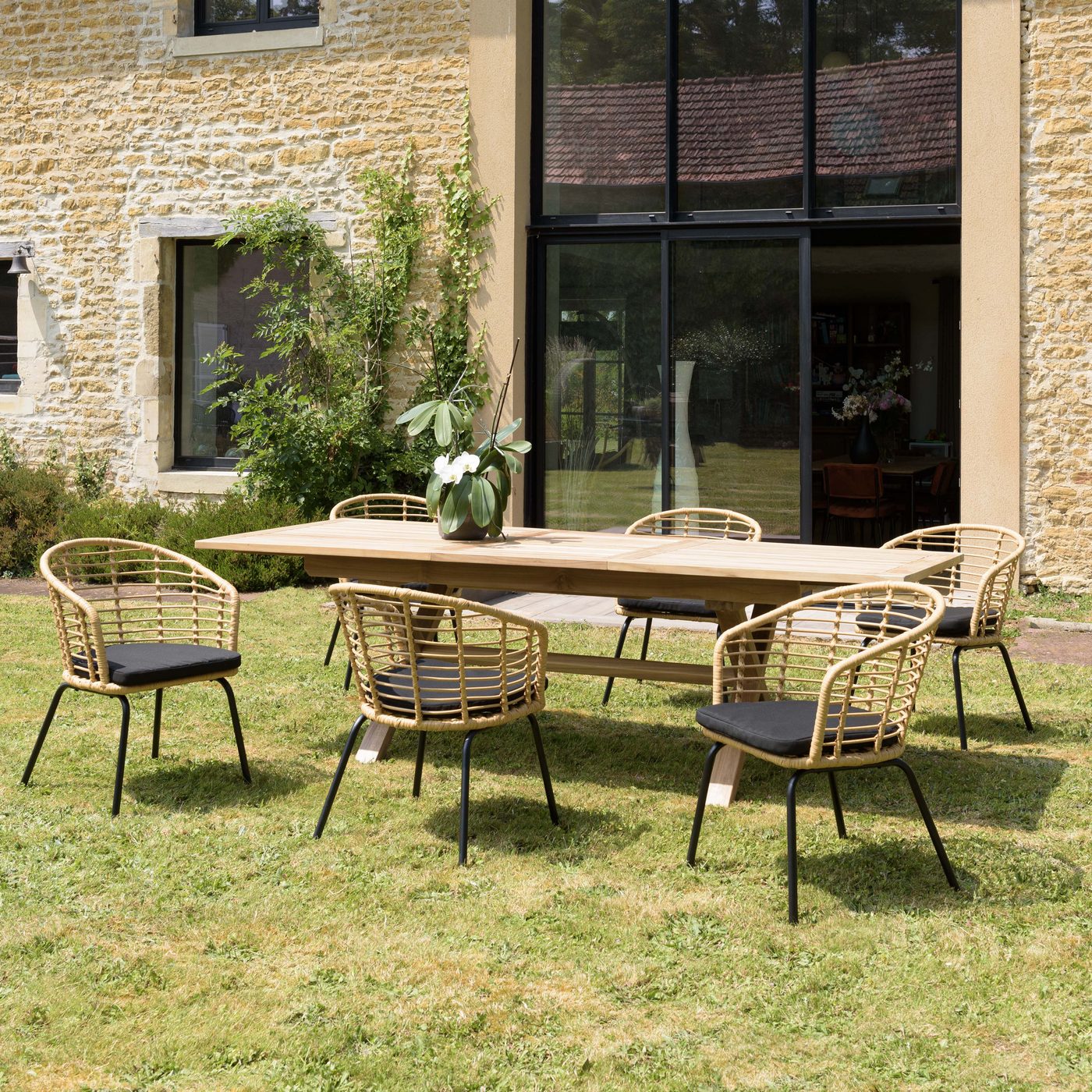 Malo - Lot De 2 Fauteuils Jardin - Bois Clair/Noir