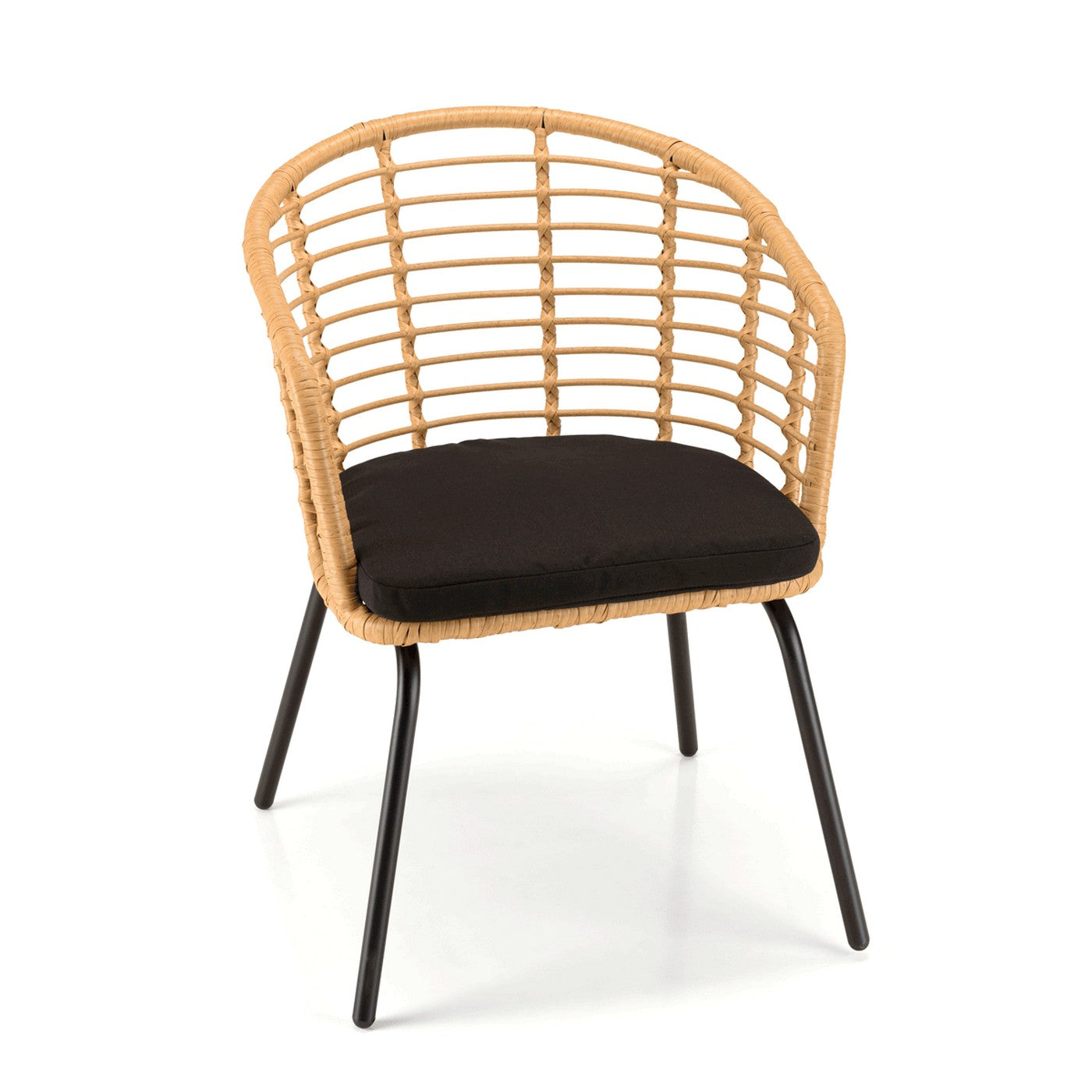 Malo - Lot De 2 Fauteuils Jardin - Bois Clair/Noir