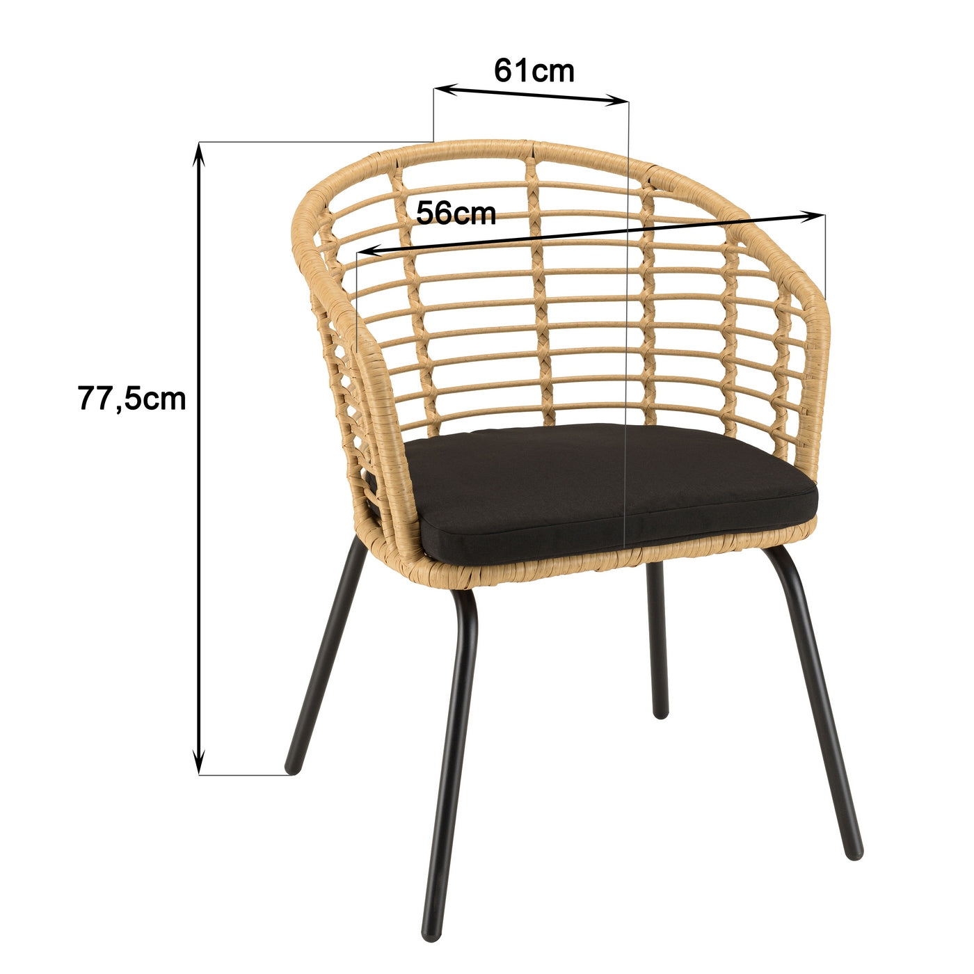 Malo - Lot De 2 Fauteuils Jardin - Bois Clair/Noir