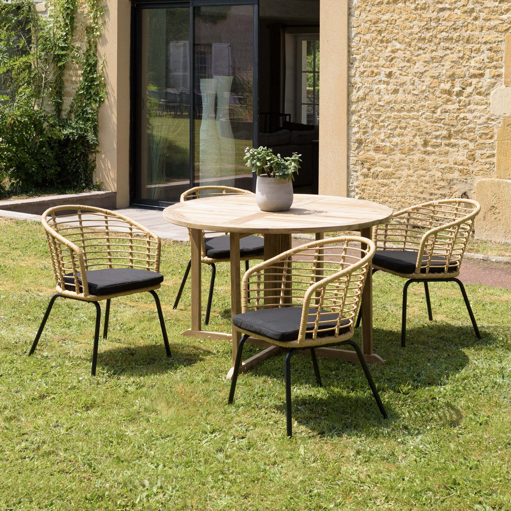 Malo - Lot De 2 Fauteuils Jardin - Bois Clair/Noir