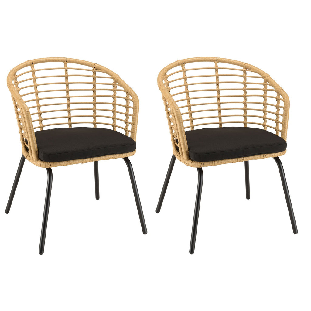 Malo - Lot De 2 Fauteuils Jardin - Bois Clair/Noir