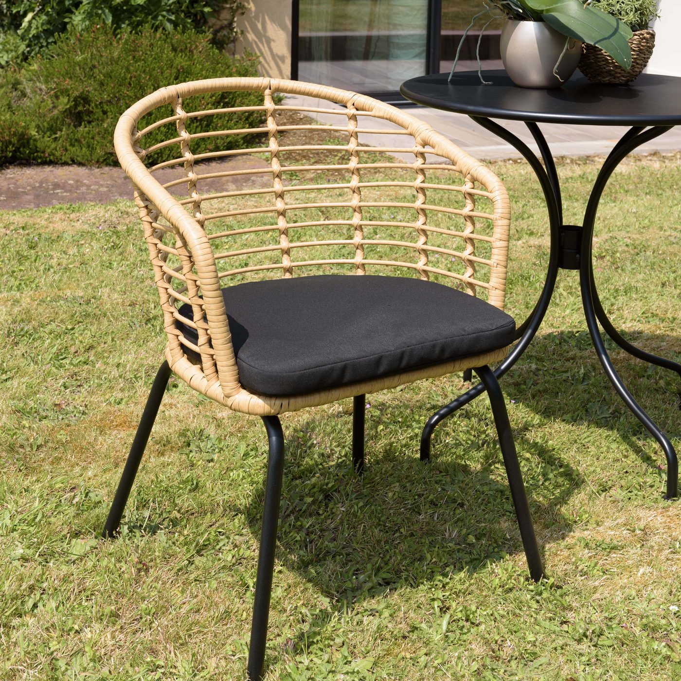 Malo - Lot De 2 Fauteuils Jardin - Bois Clair/Noir