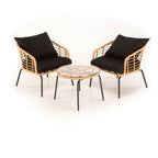 Malo - Lot De 2 Fauteuils Jardin - Noir/Bois Clair