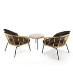 Malo - Lot De 2 Fauteuils Jardin - Noir/Bois Clair