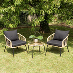 Malo - Lot De 2 Fauteuils Jardin - Noir/Bois Clair