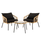 Malo - Lot De 2 Fauteuils Jardin - Noir/Bois Clair