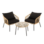Malo - Lot De 2 Fauteuils Jardin - Noir/Bois Clair