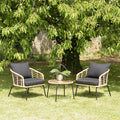 Malo - Lot De 2 Fauteuils Jardin - Noir/Bois Clair