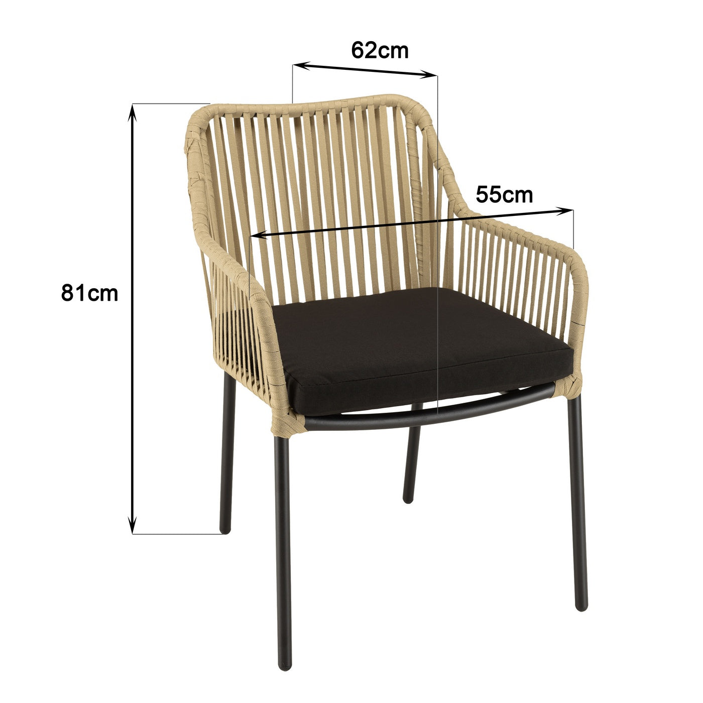 Malo - Lot De 2 Fauteuils Jardin - Crème/Noir
